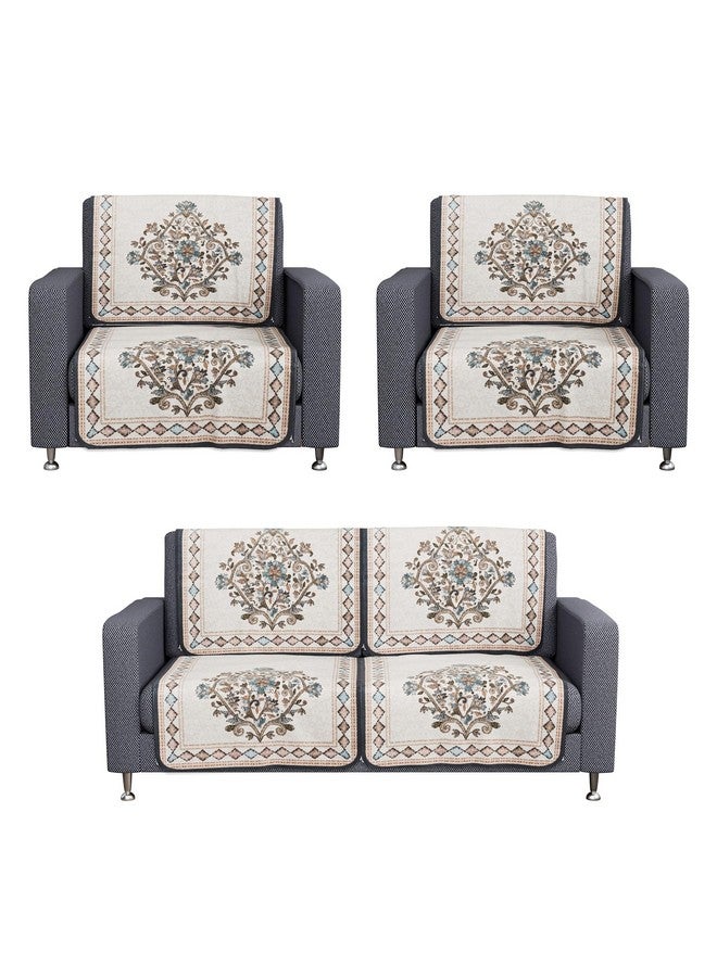 Kuber Industries Sofa Cover | Net 2+1+1 Seater Sofa Slip Cover Set | Couch Sofa Cover Set | Sofa Cover for Home | Sofa Slipcover for Living Room | Flower Digital Embroidery Print-730 | Green - Image 2