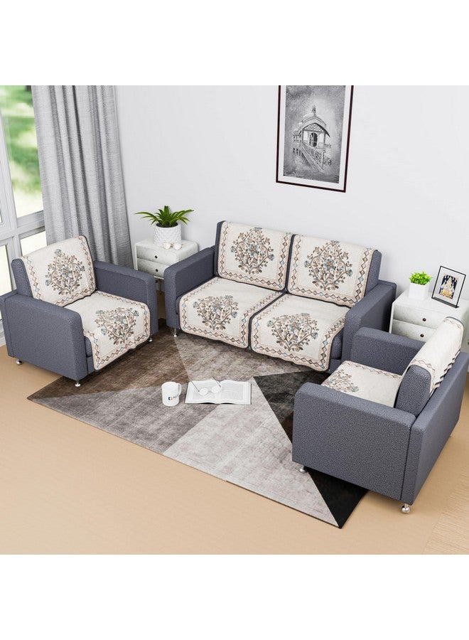 Kuber Industries Sofa Cover | Net 2+1+1 Seater Sofa Slip Cover Set | Couch Sofa Cover Set | Sofa Cover for Home | Sofa Slipcover for Living Room | Flower Digital Embroidery Print-730 | Green - Image 1
