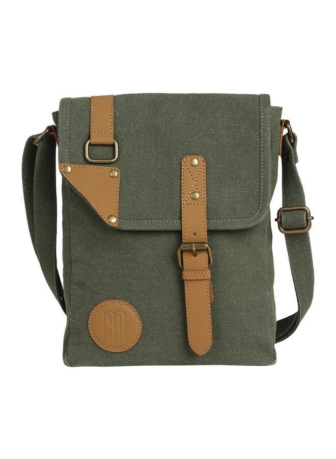 Mona B Canvas Sling Crossbody Bag with Stylish Design for Men and Women - Green - Image 1