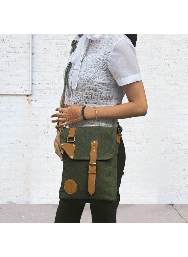 Mona B Canvas Sling Crossbody Bag with Stylish Design for Men and Women - Green - Image 3