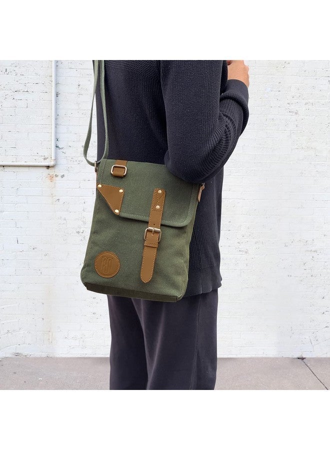 Mona B Canvas Sling Crossbody Bag with Stylish Design for Men and Women - Green - Image 2