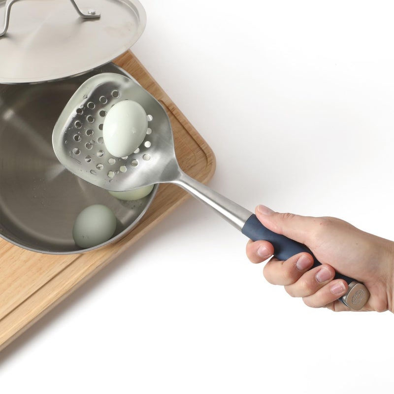 Calphalon Edge Stainless Steel Slotted Spoon/Skimmer - Navy Blue - Image 5