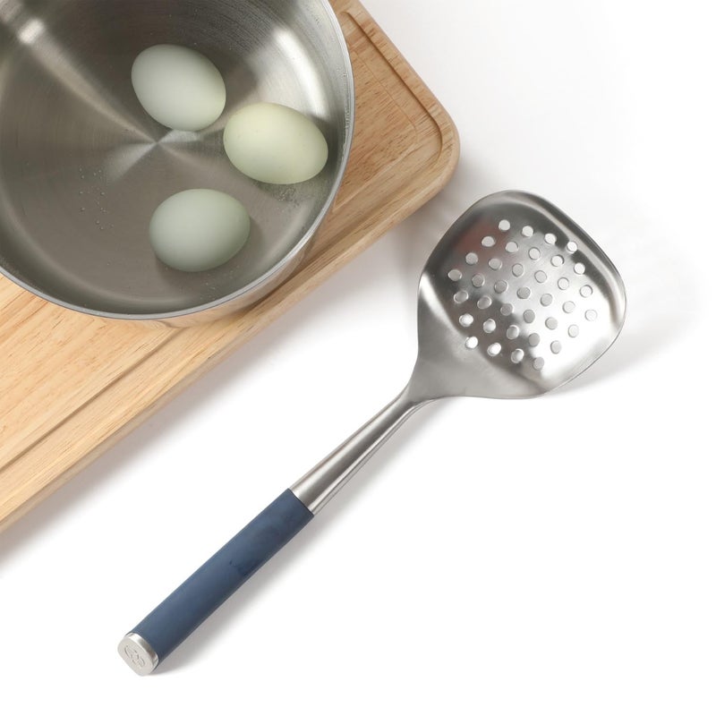 Calphalon Edge Stainless Steel Slotted Spoon/Skimmer - Navy Blue - Image 3