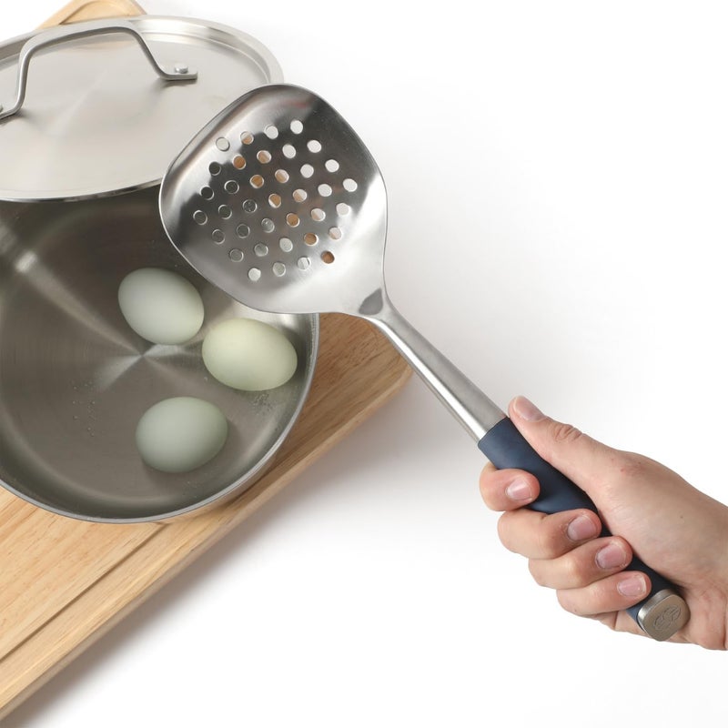 Calphalon Edge Stainless Steel Slotted Spoon/Skimmer - Navy Blue - Image 4