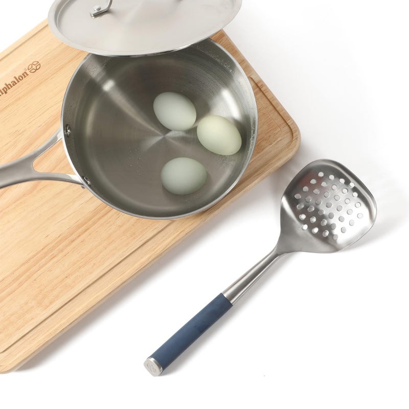 Calphalon Edge Stainless Steel Slotted Spoon/Skimmer - Navy Blue - Image 2