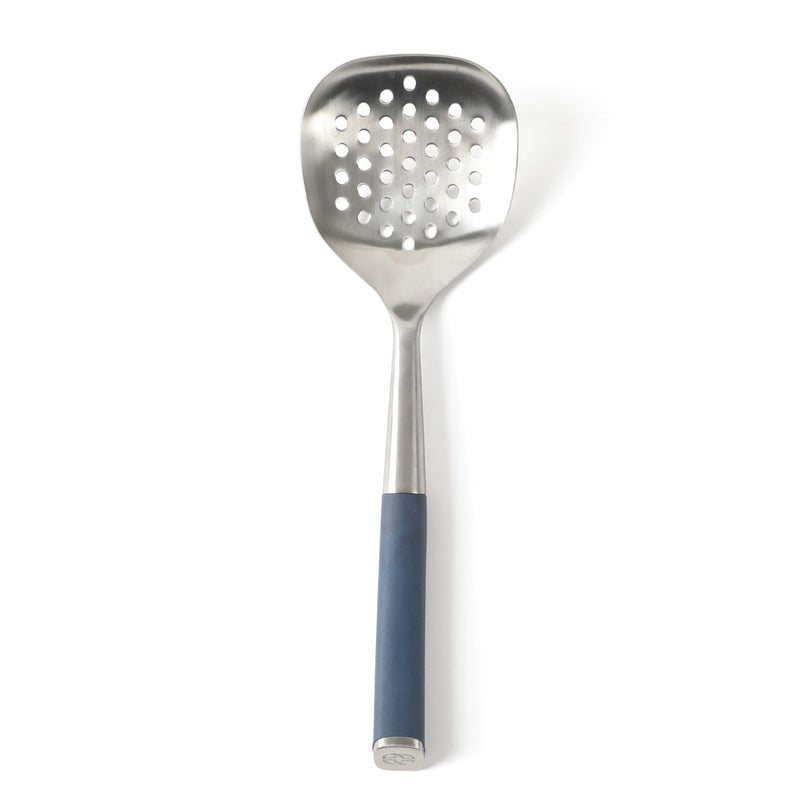 Calphalon Edge Stainless Steel Slotted Spoon/Skimmer - Navy Blue - Image 1