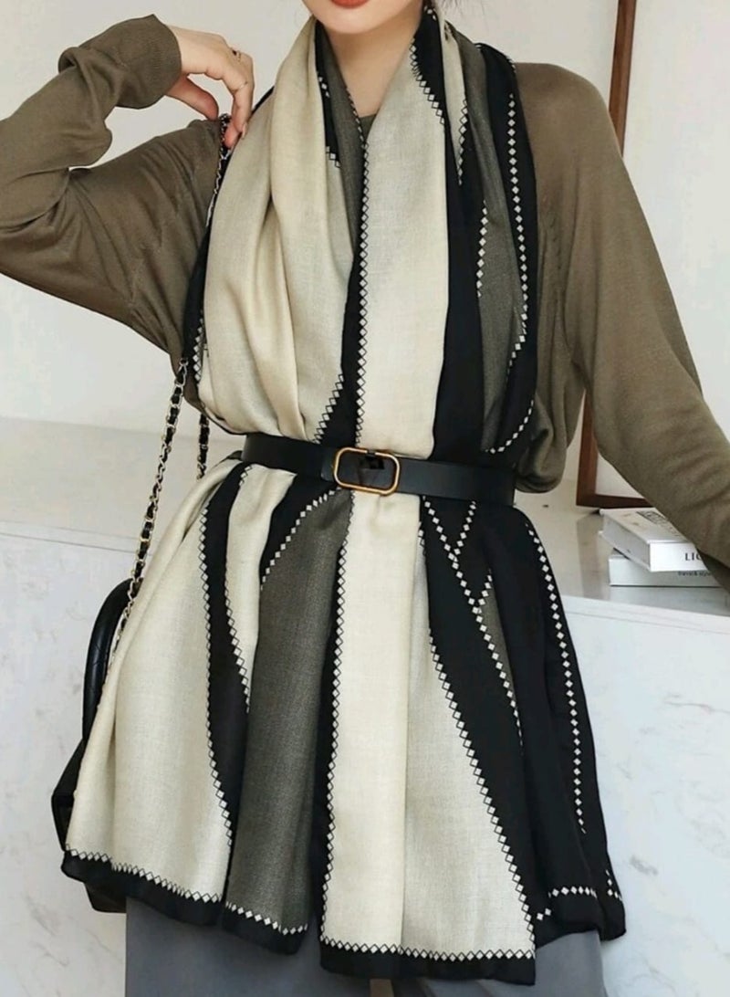 Shein Elegant 1pc Women's Scarf Autumn & Winter Thick Double-Sided Warm Shawl Cape, Winter Scarf - Image 2