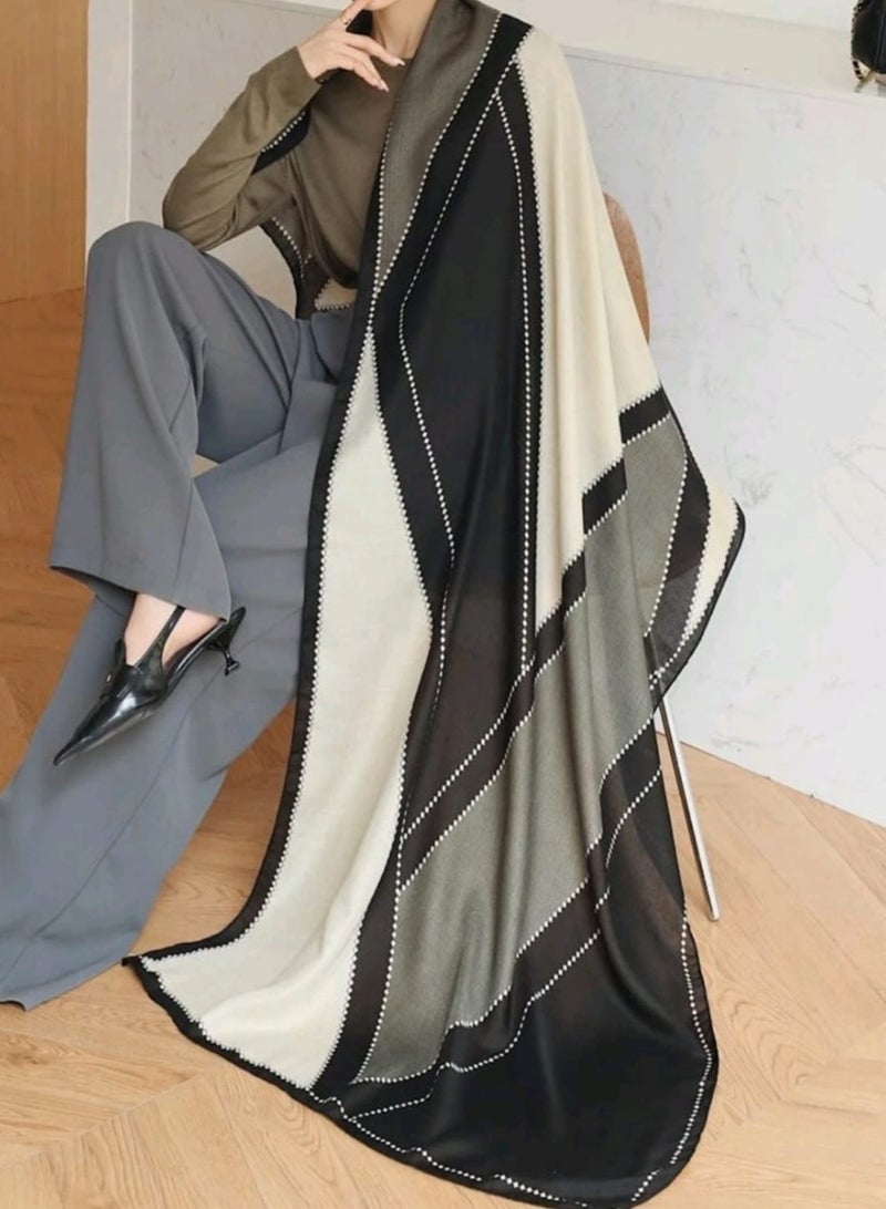 Shein Elegant 1pc Women's Scarf Autumn & Winter Thick Double-Sided Warm Shawl Cape, Winter Scarf - Image 3