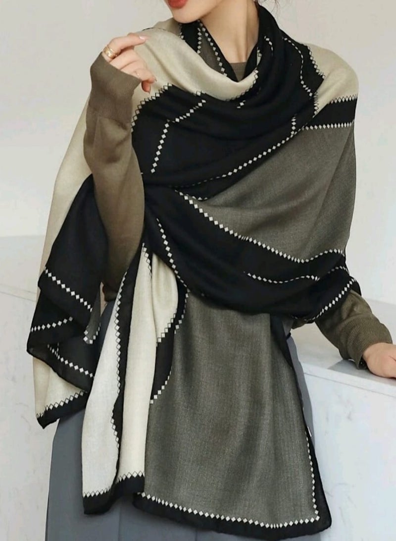 Shein Elegant 1pc Women's Scarf Autumn & Winter Thick Double-Sided Warm Shawl Cape, Winter Scarf - Image 5