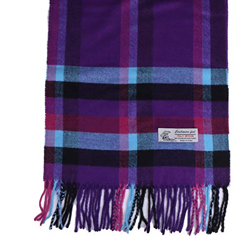 TZ Promise Men Women Tartan Plaid Check Cold weather Soft Warm Winter Cashmere Feel Scarf (Classic Purple Plaid) - Image 2