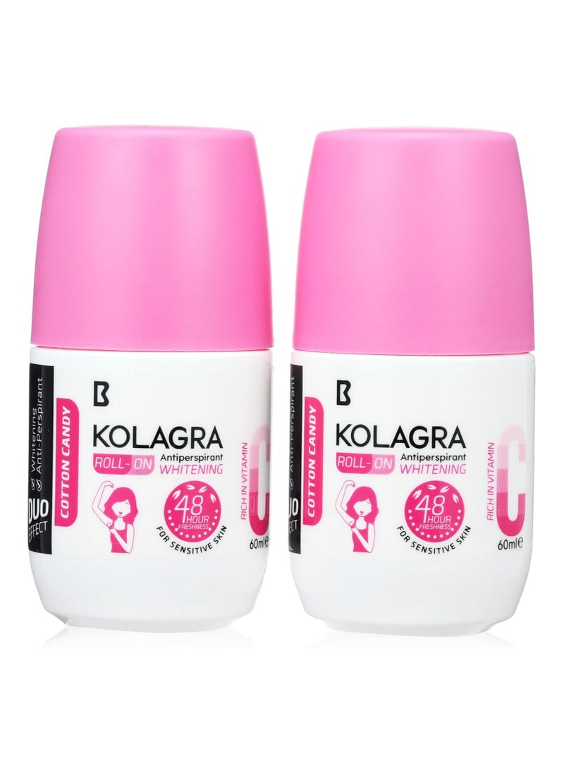 KOLAGRA - Roll On Antioerspirant Whitening Cotton Candy 2 PIECES INSIDE 60ML - Image 1