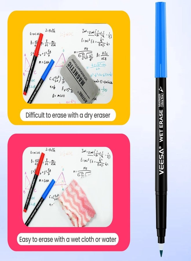 VEESA Magnetic Wet Erase Markers, Ultra Fine Tip (0.7mm), Low Odor, 12 Assorted Colors for Whiteboard, Office, Home & Classroom Supplies - Image 4