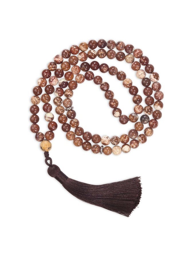 AzanClk Tasbih Premium Muslim Prayer Beads Made with Natural Stone Beads for Daily Misbaha and Meditation (8mm (99 Beads), Jasper, Dark Brown) - Image 1