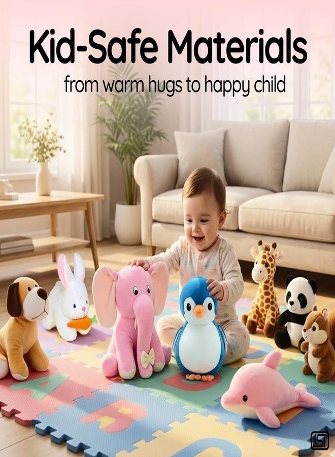 Future Shop Pack of 4 Elegant Soft Toys Combo Set Appu Elephant (25 cm), Penguin(20 cm), White Rabbit(28 cm), Setting Dog Mini (25cm) for Kids. - Image 2
