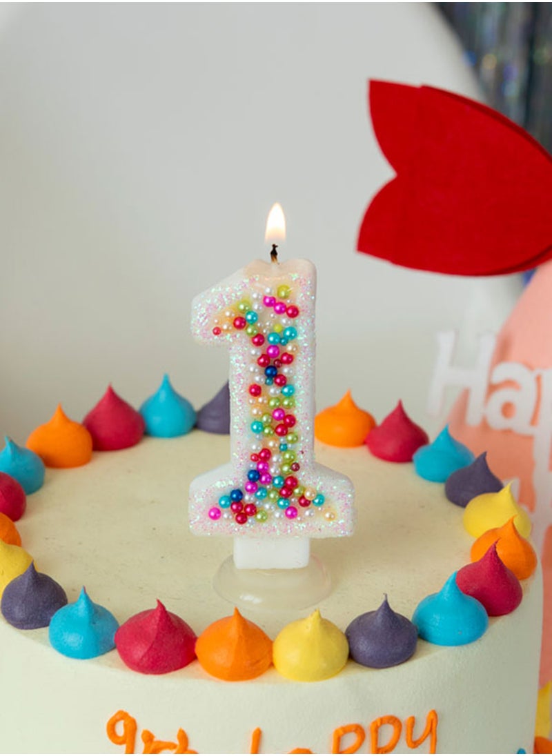 l&wen Number Birthday Candle, Colored Beads Number Cake Candles for Birthday, Weddings, Anniversaries and Theme Party Decorations 7cm (Number 9)  - Image 2