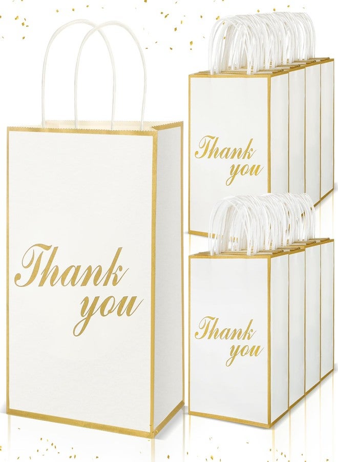 Tenceur 50 Pcs Thank You Gift Bags with Handles, Wedding Party Gift Bags Bulk Thank You Paper Bags for Business, Shopping, Wedding, Baby Shower, Party Favors, 8.27 x 4.33 x 10.63 Inches (White - Image 1