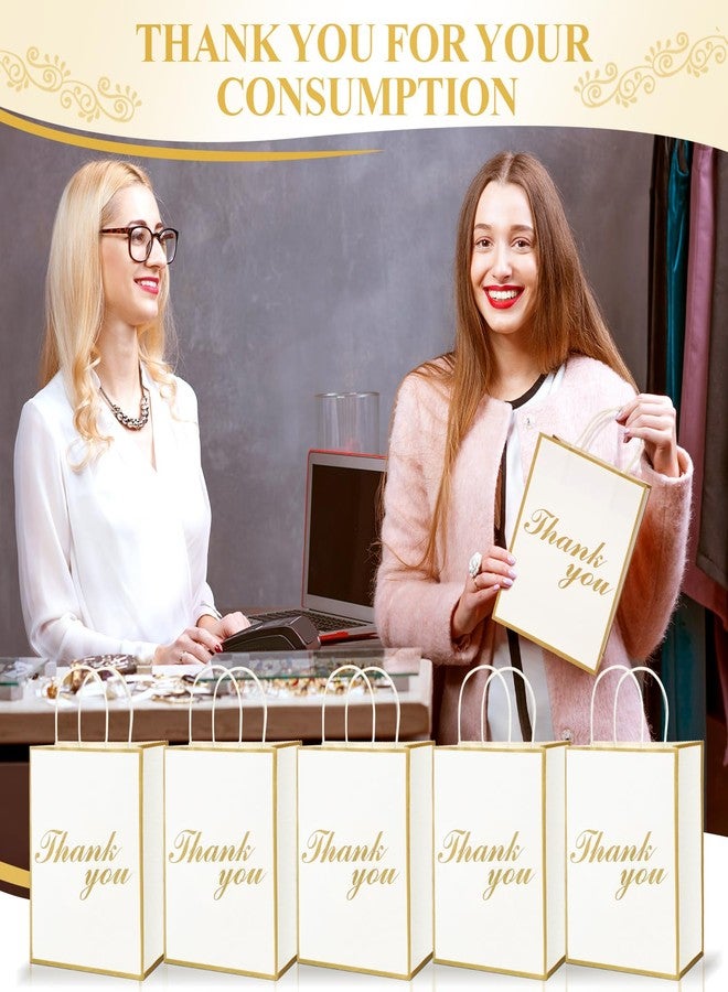 Tenceur 50 Pcs Thank You Gift Bags with Handles, Wedding Party Gift Bags Bulk Thank You Paper Bags for Business, Shopping, Wedding, Baby Shower, Party Favors, 8.27 x 4.33 x 10.63 Inches (White - Image 5