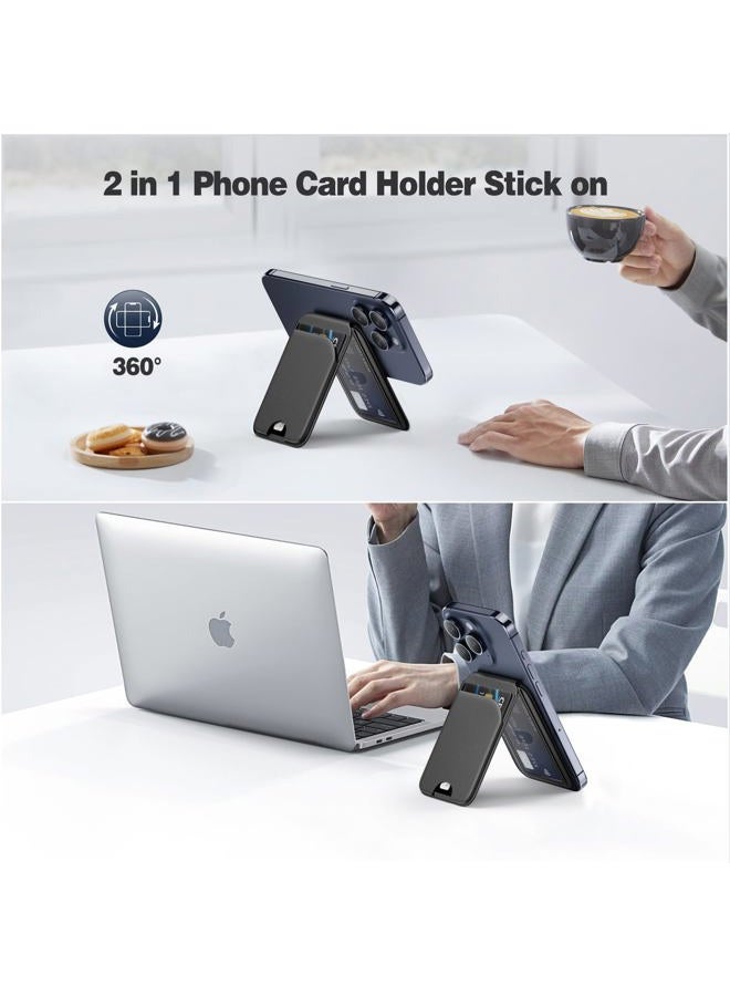 QYQBOON Mag-Safe Wallet Magnetic Wallet for Phone Lightweight Magnetic Phone Pouch Stand Adjustable Leather Mag-Safe Card Holder for iPhone 17/16/15/14/13/12 Series, Not for iPhone 13/12 Mini (Black) - Image 4