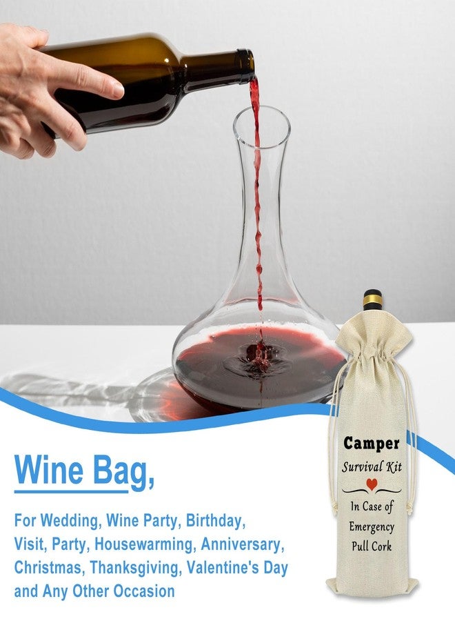 Mikela Camper Wine Bag Camping Gift for Camper Funny Camping Wine Bag Gifts Traveler Gifts for Men Women Campers Accessories for Travel Trailers Birthday Christmas Graduation Gift Burlap Bottle Cover Bags - Image 4