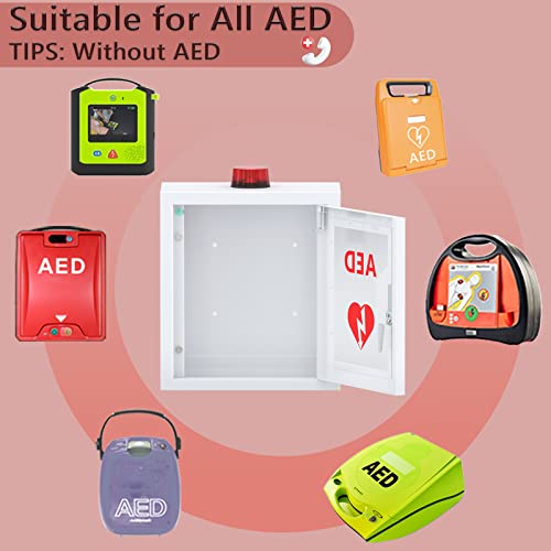 Wensha AED Defibrillator Wall Mounted Cabinet, Steel Storage Cabinet with Alarm and Light, AED Cabinet fits All Brands Cardiac Science, Zoll, AED Defibrillator, Physio-Control, 14.2 x 7.8 x 15.7 Inch - Image 3