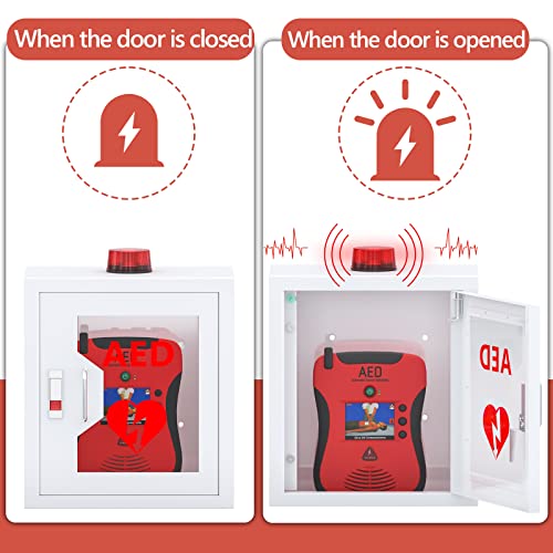 Wensha AED Defibrillator Wall Mounted Cabinet, Steel Storage Cabinet with Alarm and Light, AED Cabinet fits All Brands Cardiac Science, Zoll, AED Defibrillator, Physio-Control, 14.2 x 7.8 x 15.7 Inch - Image 5