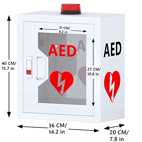 Wensha AED Defibrillator Wall Mounted Cabinet, Steel Storage Cabinet with Alarm and Light, AED Cabinet fits All Brands Cardiac Science, Zoll, AED Defibrillator, Physio-Control, 14.2 x 7.8 x 15.7 Inch - Image 2