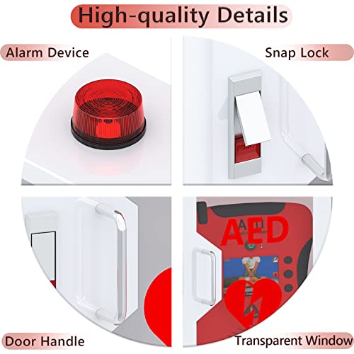Wensha AED Defibrillator Wall Mounted Cabinet, Steel Storage Cabinet with Alarm and Light, AED Cabinet fits All Brands Cardiac Science, Zoll, AED Defibrillator, Physio-Control, 14.2 x 7.8 x 15.7 Inch - Image 4