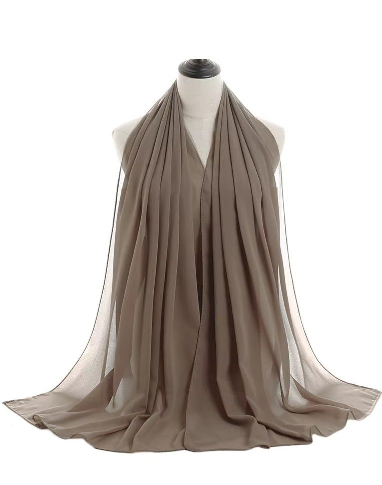 Dujalil Chiffon Lightweight Sheila & Hijab Scarf for Women, very Dark Brown #114, 200 x 70 cm, Indonesian Fabric - Image 1