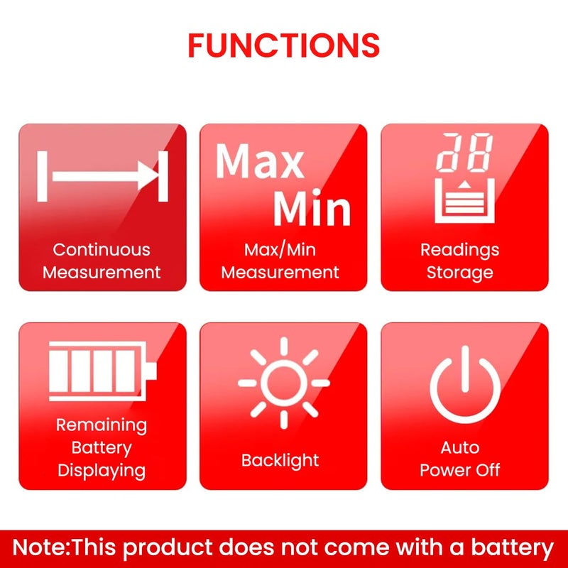 Serplex ® 120m Laser Distance Measurer With Dual Bubble Level, LCD Backlit Display, ±3mm Accuracy, Memory Function, Area/Volume/Pythagorean Mode, IP54 Dustproof, For Construction (Battery Not Included) - Image 3