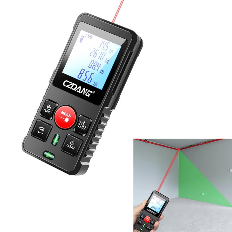 Serplex ® 120m Laser Distance Measurer With Dual Bubble Level, LCD Backlit Display, ±3mm Accuracy, Memory Function, Area/Volume/Pythagorean Mode, IP54 Dustproof, For Construction (Battery Not Included) - Image 1