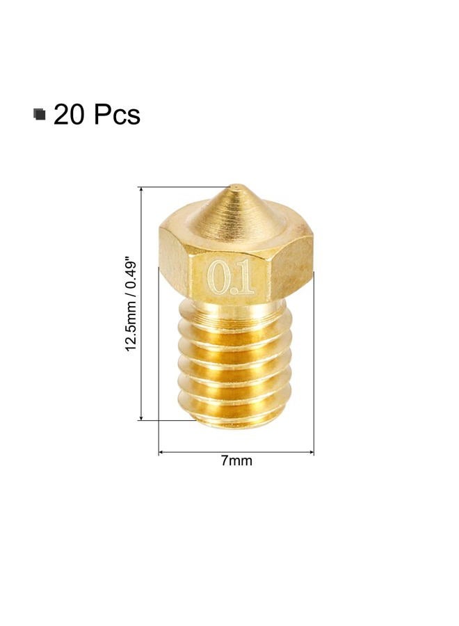 uxcell 20Pcs 3D Printer Nozzle, Brass Nozzle 0.1mm, Extruder Print Head for 1.75mm M6 3D Printer - Image 3