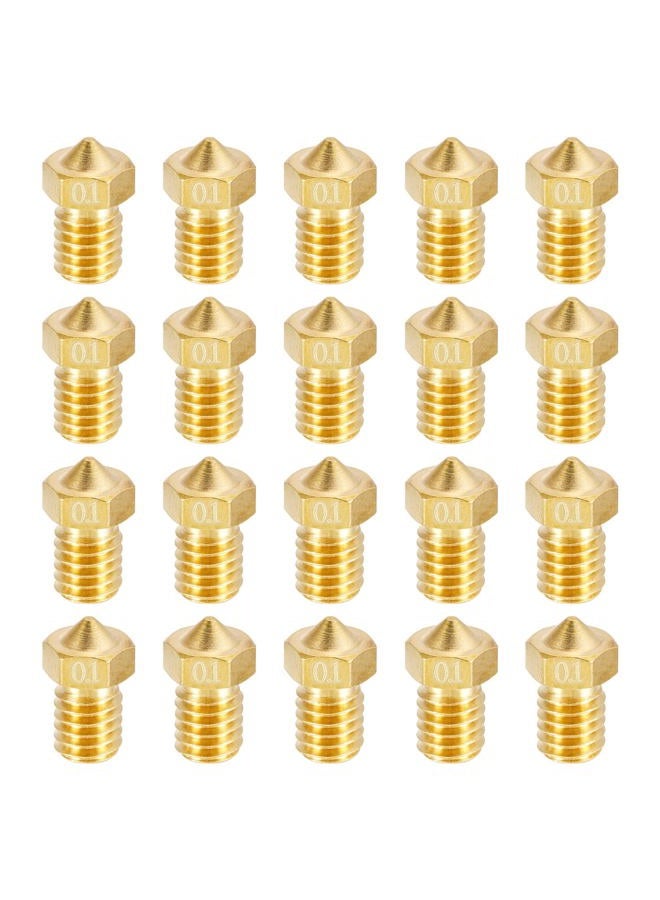 uxcell 20Pcs 3D Printer Nozzle, Brass Nozzle 0.1mm, Extruder Print Head for 1.75mm M6 3D Printer - Image 1
