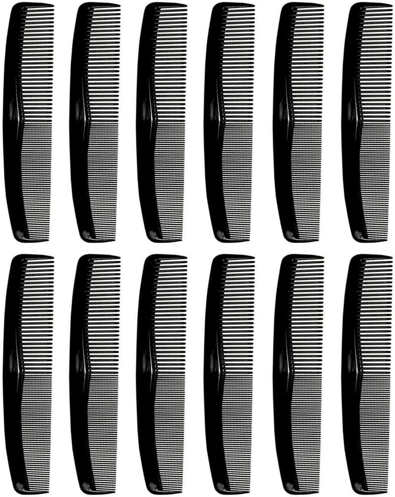 Comfort Axis Comfort Hair Dressing Table Coarse/Fine Hair Comb Set, Black, 8 Inch (12 Pack) - Image 1