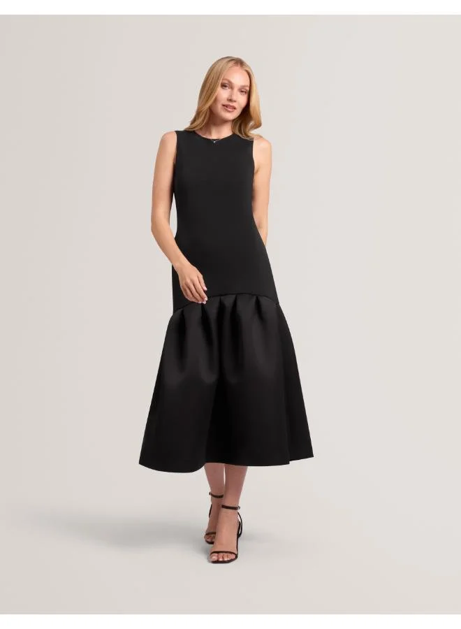 Woven Mix Midi Dress