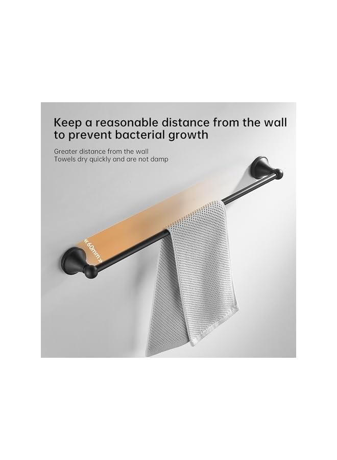 promass Bath Towel Rack Wall Mounted Towel Bar Bathroom Hardware Accessories Towel Holder (Black) - Image 4