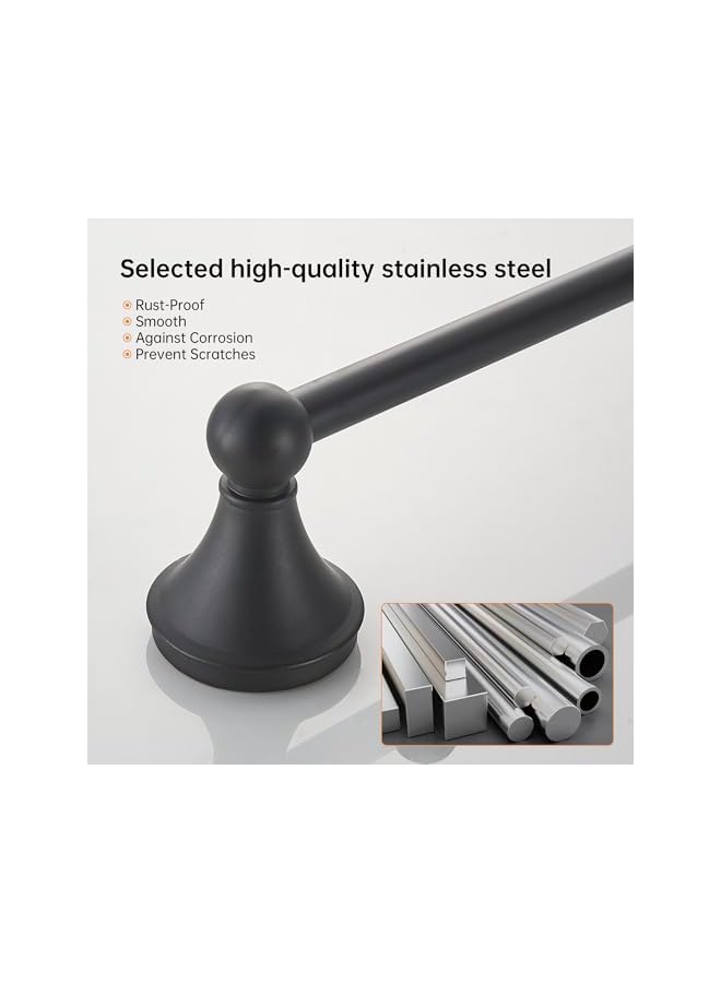 promass Bath Towel Rack Wall Mounted Towel Bar Bathroom Hardware Accessories Towel Holder (Black) - Image 2