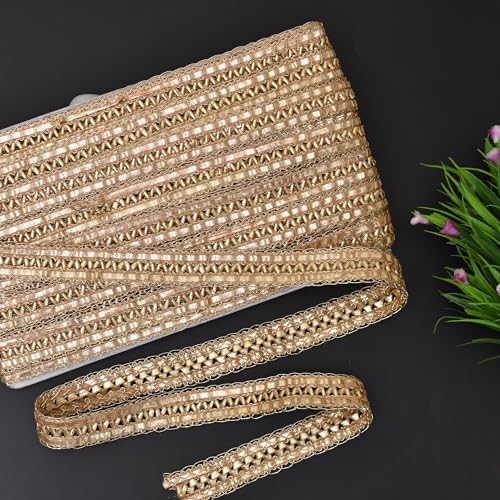 Embroiderymaterial Gota Patti Lace Boarder Heavy Lace for Saree, Craft, Blouse, Lehnga, Suit & Decoration (2.5CM Width, Gold, 17 Mtr) - Image 5