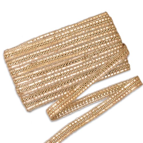Embroiderymaterial Gota Patti Lace Boarder Heavy Lace for Saree, Craft, Blouse, Lehnga, Suit & Decoration (2.5CM Width, Gold, 17 Mtr) - Image 1