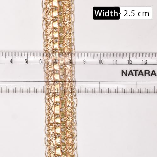 Embroiderymaterial Gota Patti Lace Boarder Heavy Lace for Saree, Craft, Blouse, Lehnga, Suit & Decoration (2.5CM Width, Gold, 17 Mtr) - Image 2