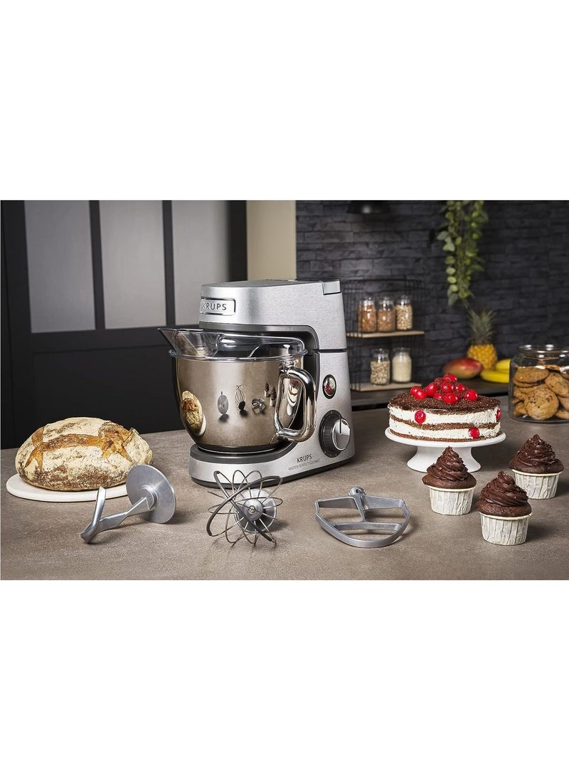 Krups - Krups KA631D Stand Mixer Master Perfect Gourmet 1100 Watts 8 Speeds 4.6L Stainless Steel Bowl 5 Accessories: Baking Set, Flex-Bowl, Shredding Unit Brushed Stainless Steel - Image 1