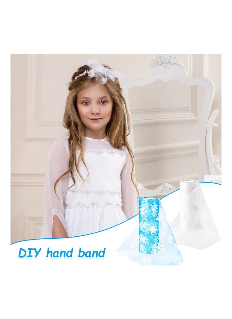 بيوينتي Snowflake Tulle Roll - 6 inch x 10 Yards, Perfect for Crafting, Bows, Tutu Skirts, and Wedding Party Decorations - 2 Rolls of Fabric Tulle Ribbon  - Image 4