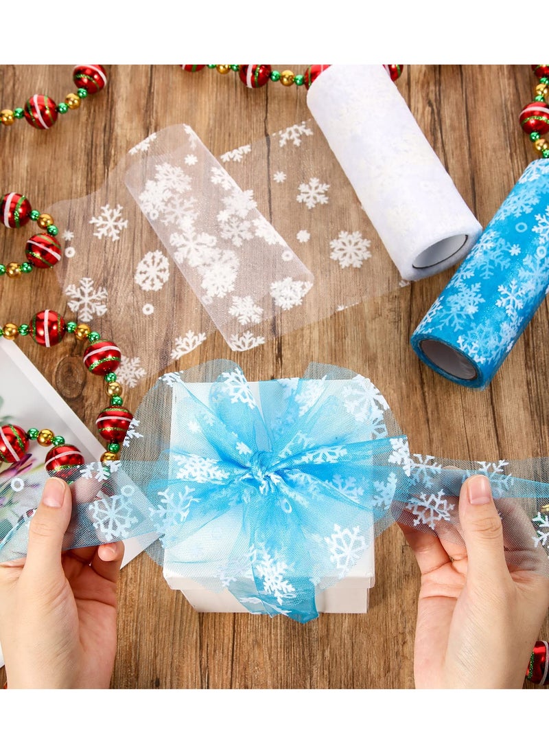 بيوينتي Snowflake Tulle Roll - 6 inch x 10 Yards, Perfect for Crafting, Bows, Tutu Skirts, and Wedding Party Decorations - 2 Rolls of Fabric Tulle Ribbon  - Image 3