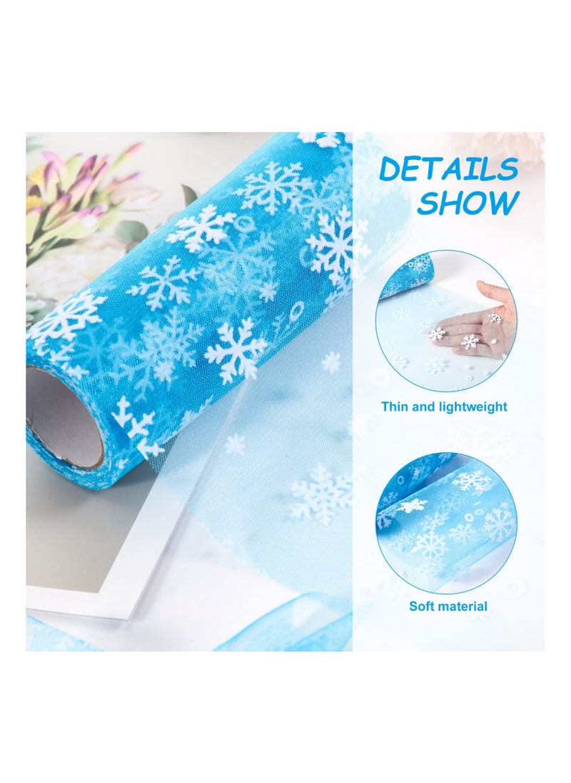 بيوينتي Snowflake Tulle Roll - 6 inch x 10 Yards, Perfect for Crafting, Bows, Tutu Skirts, and Wedding Party Decorations - 2 Rolls of Fabric Tulle Ribbon  - Image 1