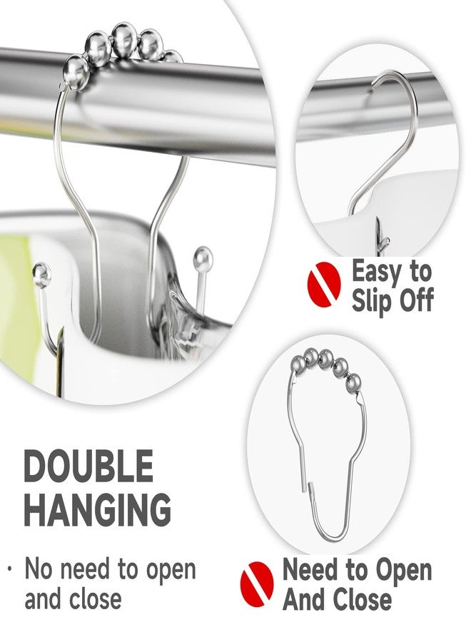 Bathway Shower Curtain Hooks Chrome Shower Curtain Rings Rust Proof, Smooth Glide Double Shower Curtain Hooks, 12Pcs Shower Curtain Hangers, Shower Hooks for Shower Curtain Bathroom Shower Rod Hooks - Image 3