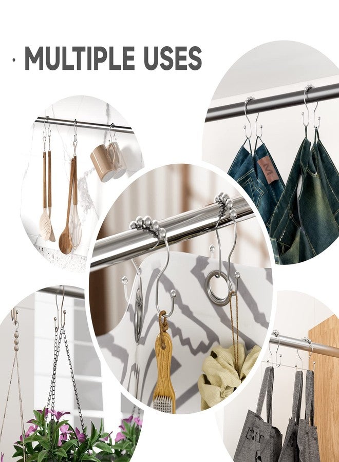 Bathway Shower Curtain Hooks Chrome Shower Curtain Rings Rust Proof, Smooth Glide Double Shower Curtain Hooks, 12Pcs Shower Curtain Hangers, Shower Hooks for Shower Curtain Bathroom Shower Rod Hooks - Image 4