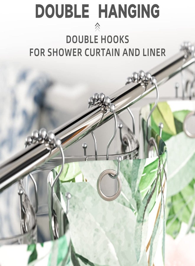 Bathway Shower Curtain Hooks Chrome Shower Curtain Rings Rust Proof, Smooth Glide Double Shower Curtain Hooks, 12Pcs Shower Curtain Hangers, Shower Hooks for Shower Curtain Bathroom Shower Rod Hooks - Image 5