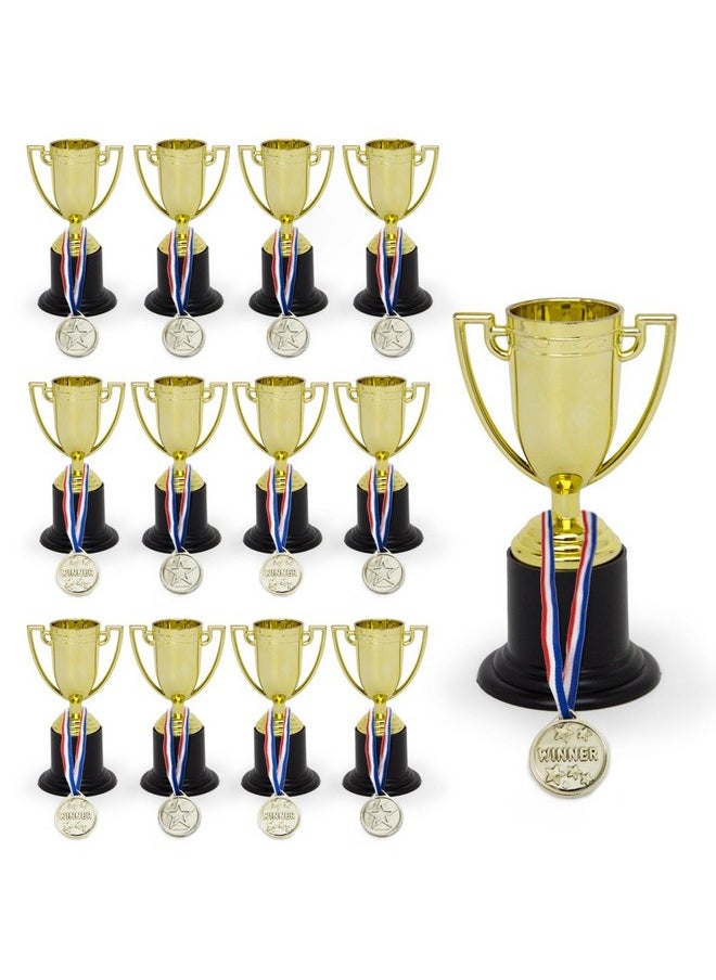 Kidsthrill KIDSTHRILL Bulk Pack of Trophy and Awards for Kids | 12 Piece Set Plastic Golden Cup Trophies l Great for Party Favors, Prizes, Sport Events  - Image 1