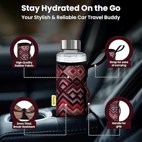 Koozy Up Borosilicate Glass Water Bottle(1 Litre) with Thick Neoprene Cover | Leak proof & Break-Resistant | Best for- Fridge/Detox |Office/College (Sweater) - Image 5