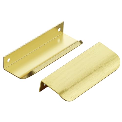 Ravinte Hardware 8 Pack Gold Cabinet Handles, 4 Inch (102mm) Finger Edge Pulls, 3 Inch Hole Center, Finger Pulls for Cabinets - Image 1