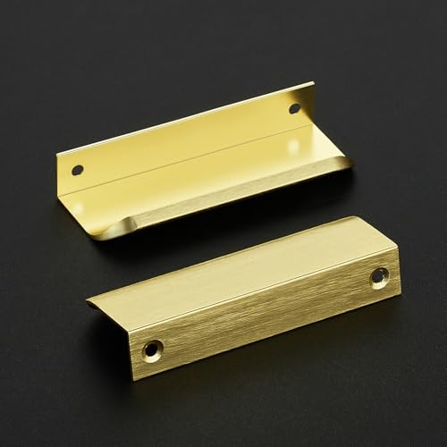 Ravinte Hardware 8 Pack Gold Cabinet Handles, 4 Inch (102mm) Finger Edge Pulls, 3 Inch Hole Center, Finger Pulls for Cabinets - Image 2